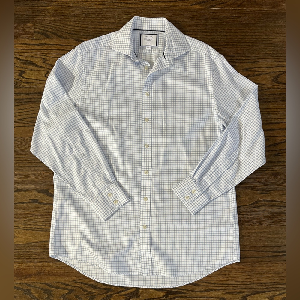 Charles Tyrwhitt Men's Blue Checkered Shirt